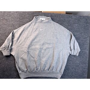 Nike Mens Large Grey Mock Neck Sweatshirt Embroidered Swoosh Oversized Pullover